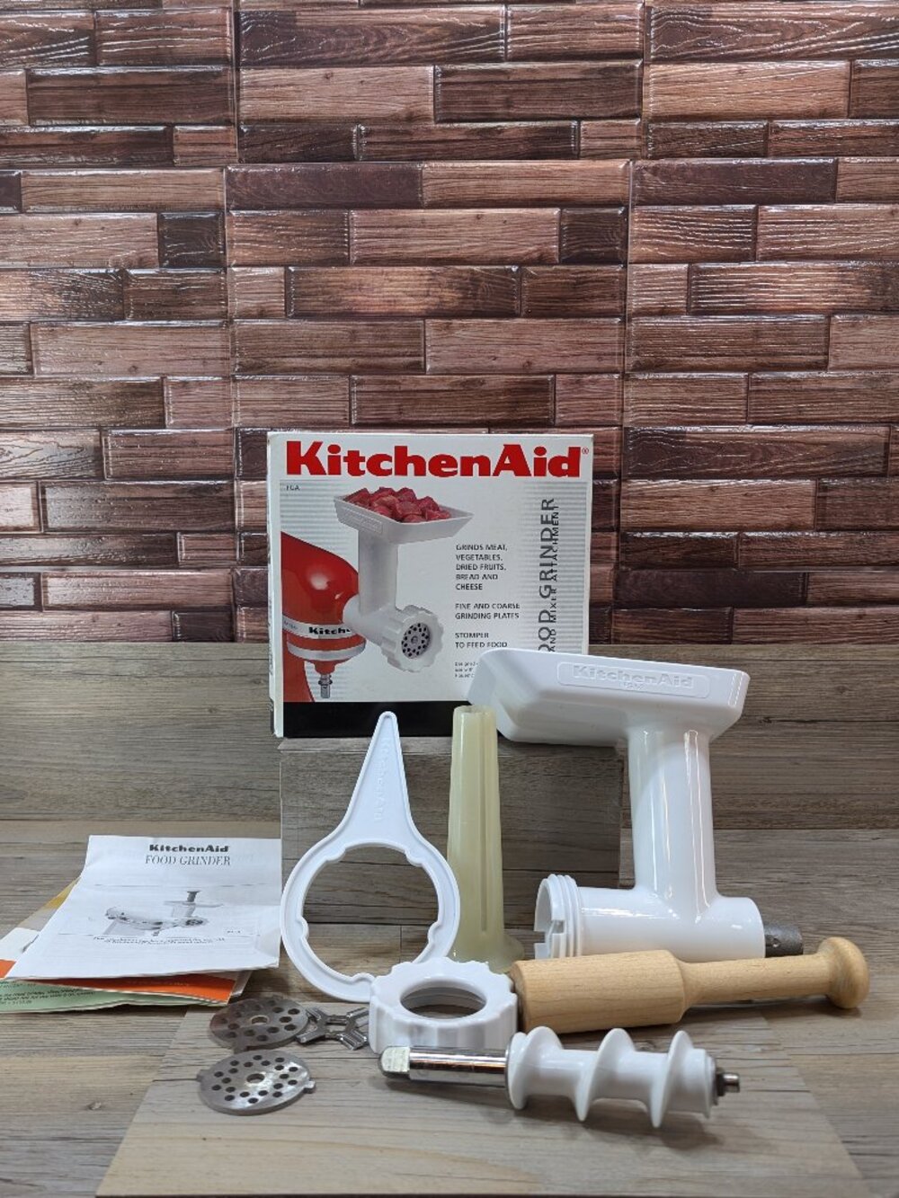 Kitchen Aid Food Grinder Stand Mixer Attachment Kit Model FGA Meat Vegetables